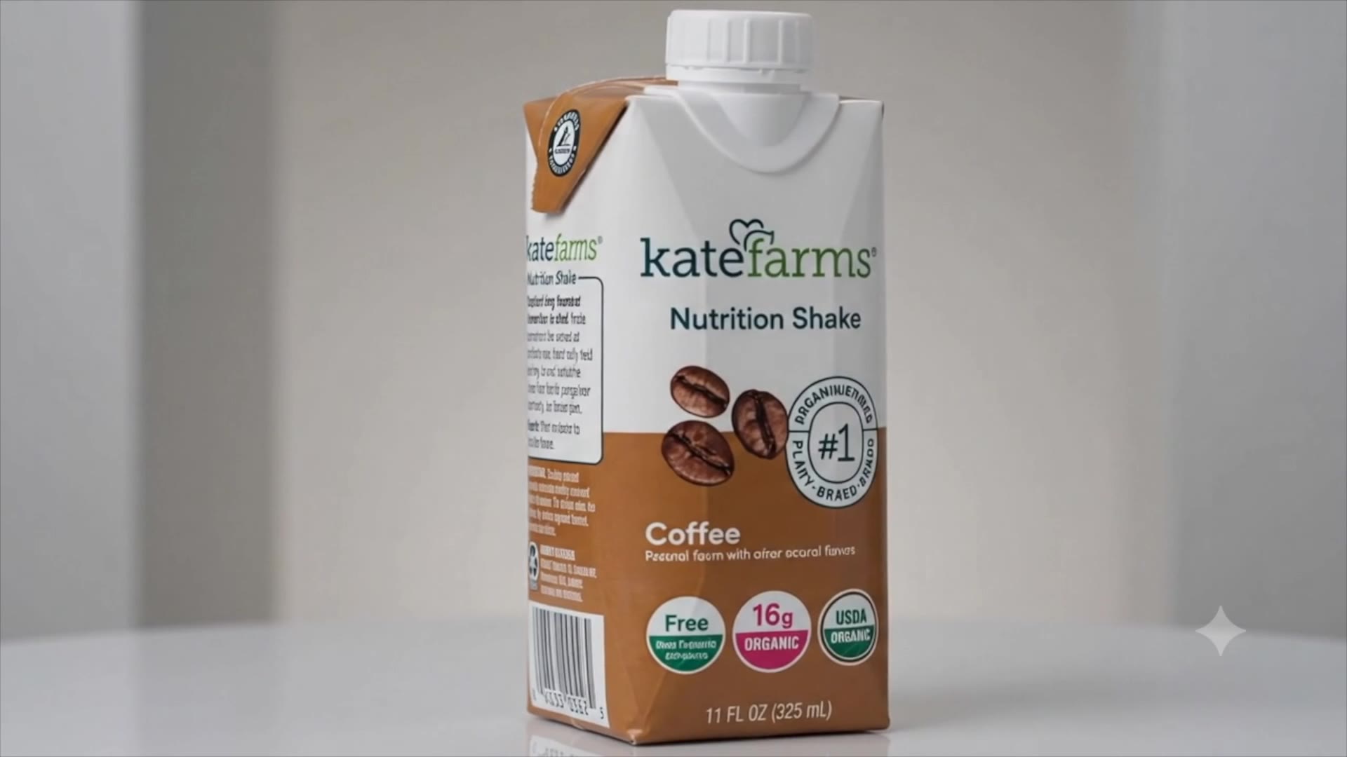KATE FARMS Organic Nutrition Shake, Coffee, 16g Protein, 27 Vitamins and Minerals, Meal Replacement Shake, 11 oz (12 Pack)