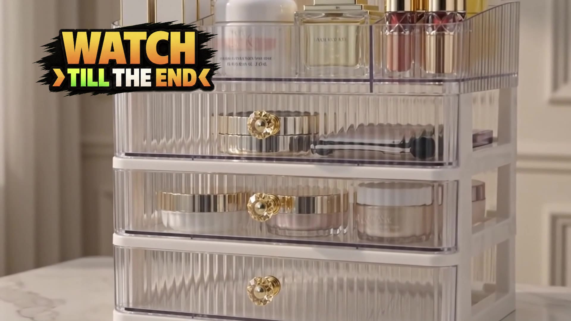 Simbuy Clear Makeup Organizer with 3 Drawers