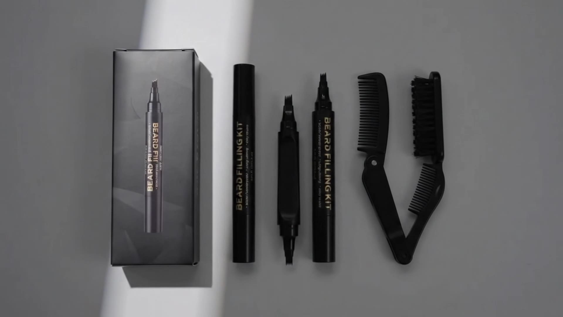 3 PCS Beard Pen Filler for Men - Black 4 Tip Pen