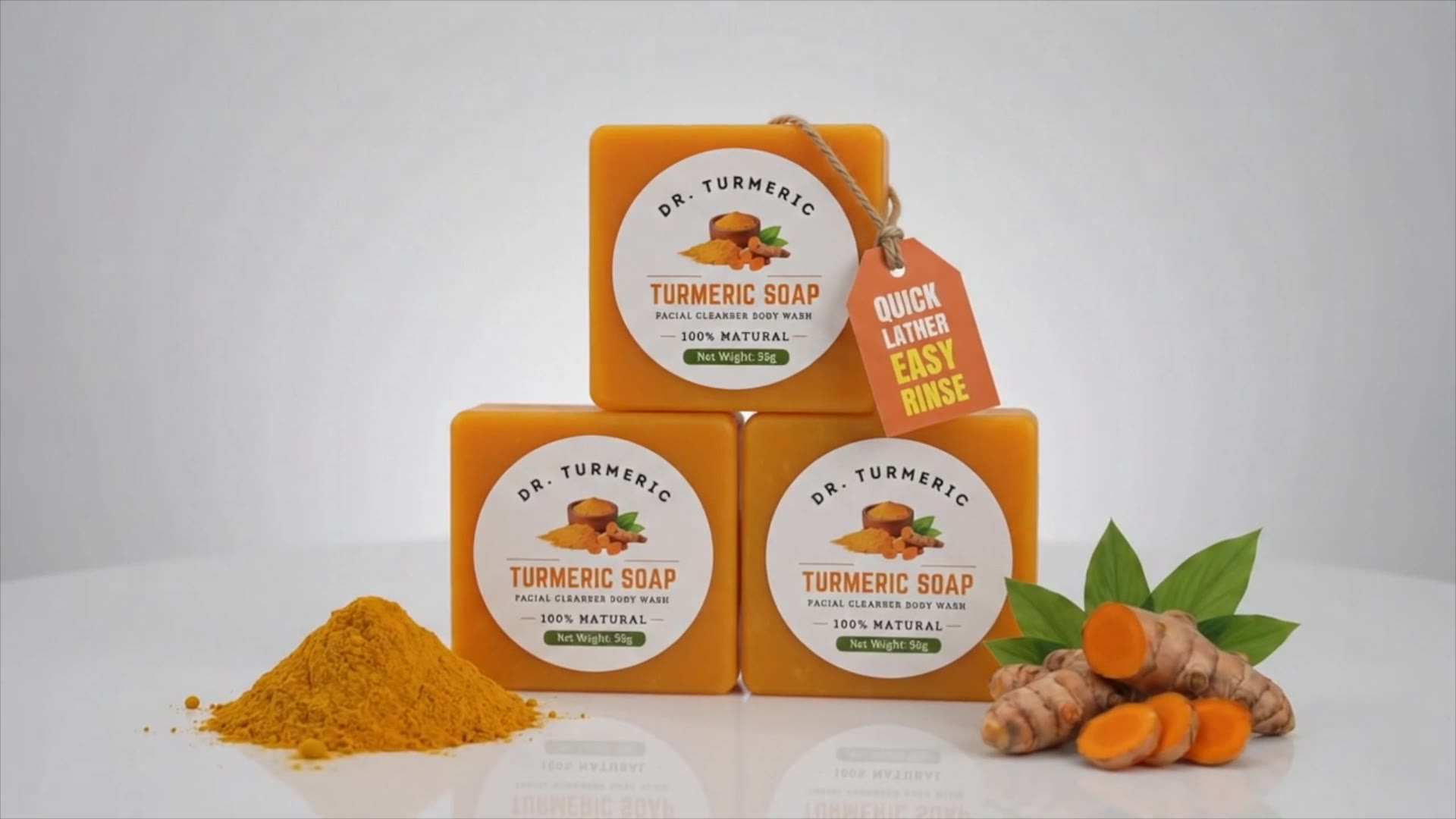 Turmeric Soap Bar for Face & Body, 3 Bars