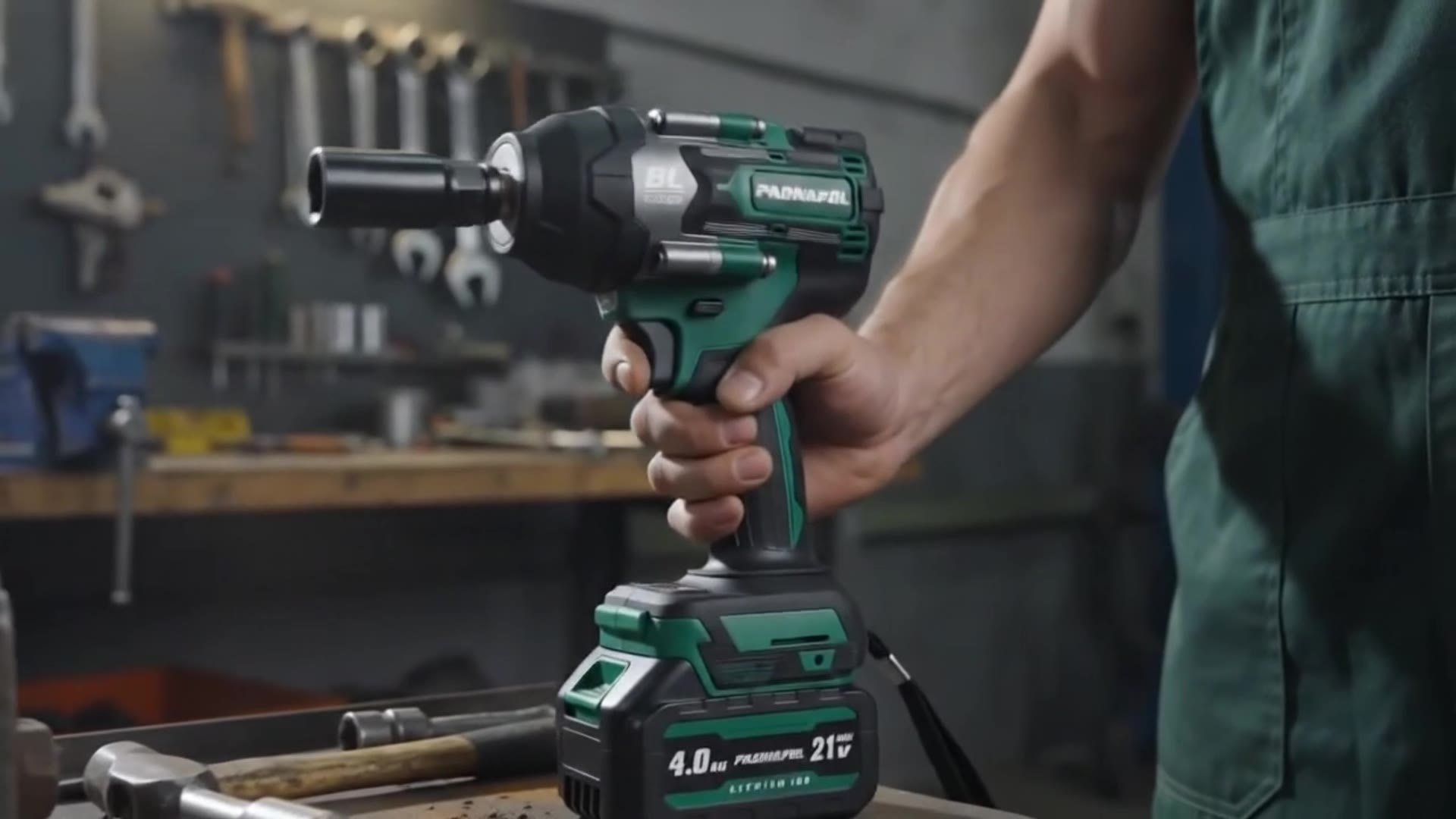 PAOWAFOL Impact Wrench 665 Ft-lbs Cordless (21V, 2x4.0Ah battery)