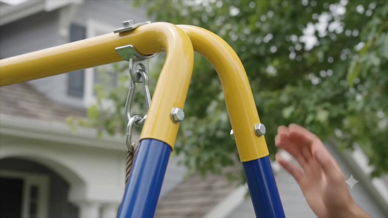 Swing Sets for Backyard, 440lbs Metal A-Frame with Saucer & Belt Swing