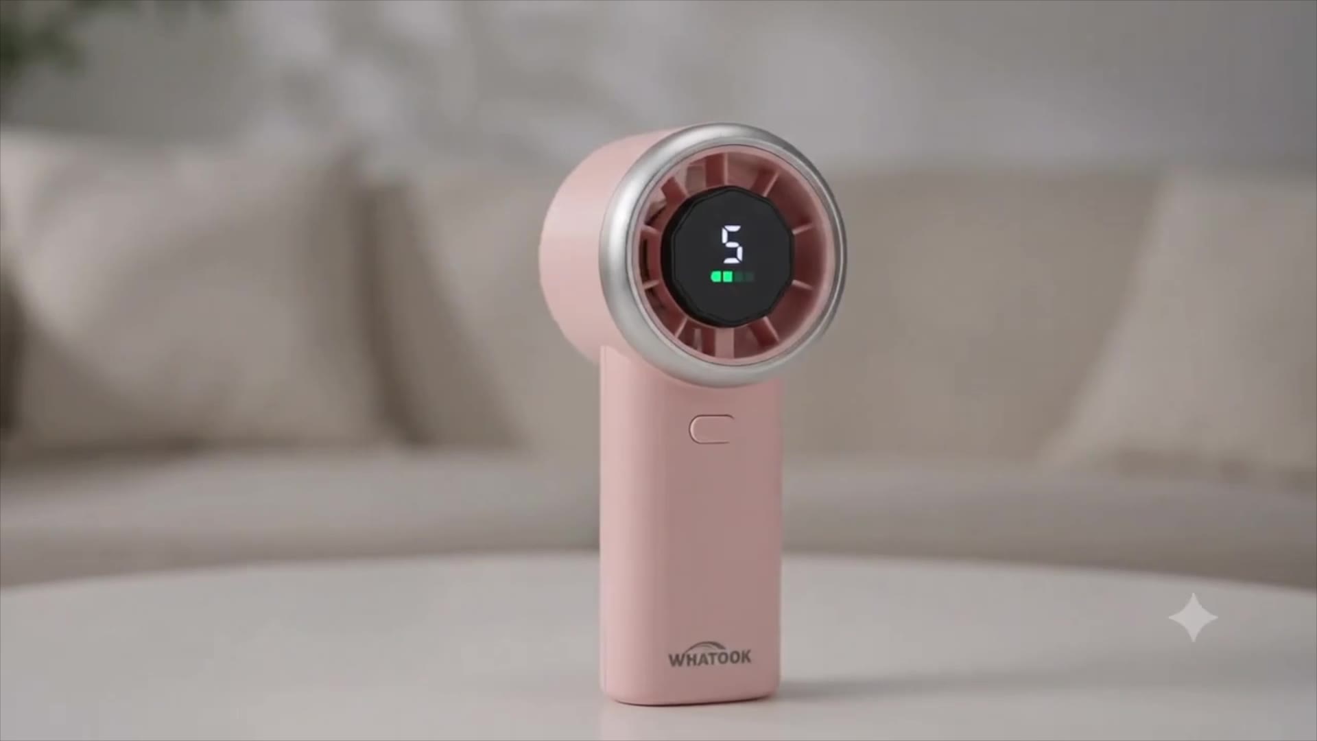 WHATOOK Portable Handheld Turbo Fan, 5 Speeds Mini Personal Fan with 4000mAh Rechargeable Battery, Small Pocket Fan for Travel Essentials, Beach, Office, Gifts for Women Men - Light pink