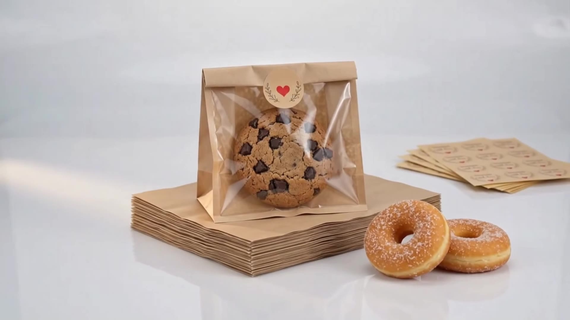 Pollize 100Pcs Cookie Bags with Seal, 7.1x7.5 Inch Cookie Bags with Window
