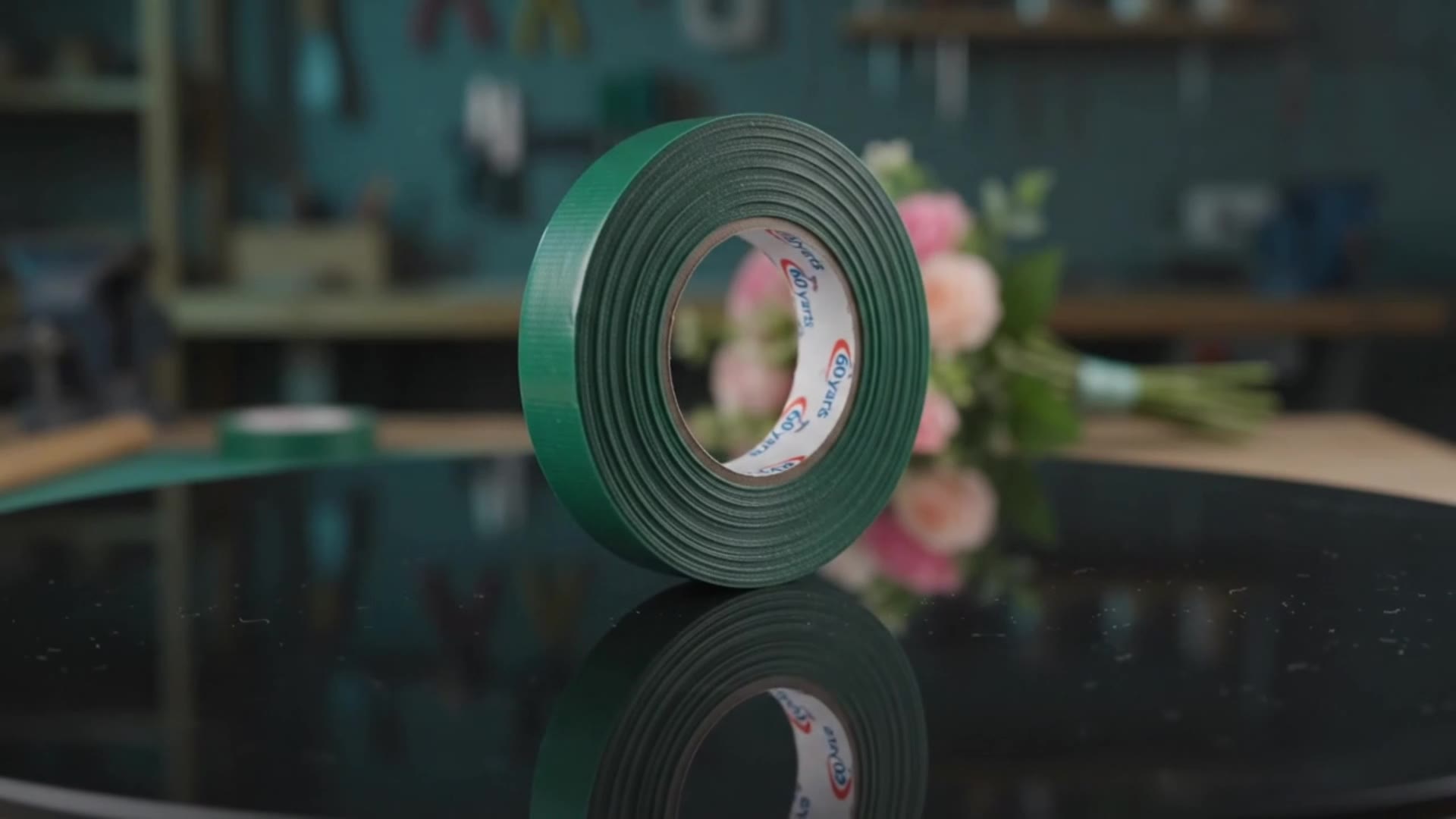 Dark Green Floral Stem Wrapping Tape 1/2" x 60Yard 1 Roll Self-Adhesive